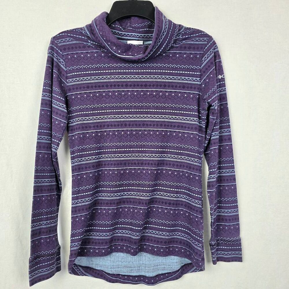 Columbia Pattern Cowl Neck Top Purple S